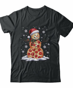 Pizza Snowman Santa Hat Christmas Pizza Party Funny Xmas