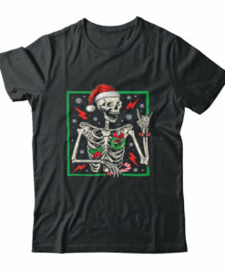 Punk Rock Skeleton Santa Hat Cool Rocker Christmas Men Women