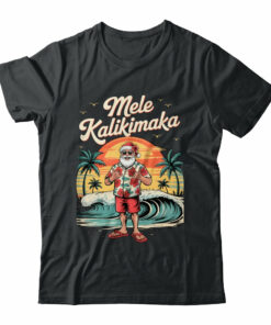 Retro Christmas Surf Mele Kalikimaka Santa Shaka Sign Hawaii
