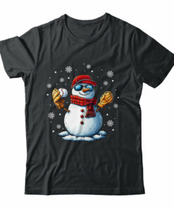 Snowman Playing Baseball As Pitcher Boys Men Christmas