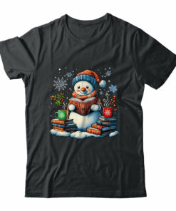 Snowman Reading Book Lovers Christmas Bookworm Librarian
