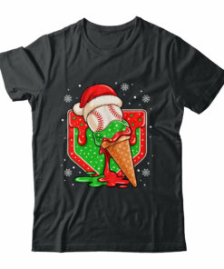 Baseball Xmas Santa Christmas Baseball Ice Cream Drip Boys
