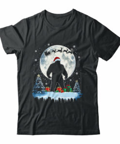 Christmas Bigfoot Santa Hat Tree Sleigh Moon Reindeer Snow