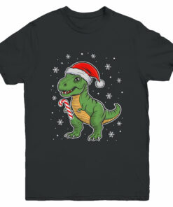 Dinosaur Santa Hat Funny Christmas Boys Dinosaur T-Rex Lover Youth