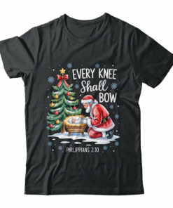 Every Knee Shall Bow Santa Christmas Christian Faith Xmas