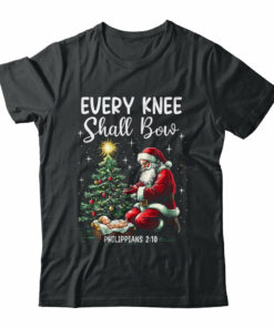Every Knee Shall Bow Santa Christmas Nativity Scene Xmas