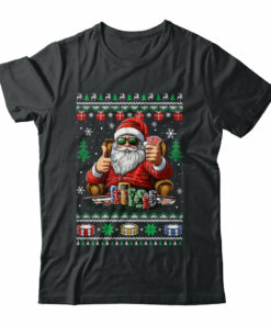 Funny Playing Poker Santa Poker Player Ugly Christmas Men