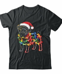 Funny Santa Pug Retriever Christmas Lights Dog Lover