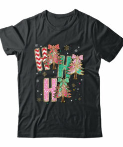 HO HO HO Merry Christmas Coquette Bow Xmas Trees Holiday