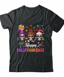 Happy Hallothanksmas Skull Halloween Thanksgiving Xmas