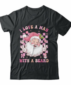 I Love A Man With A Beard Funny Pink Santa Claus Christmas