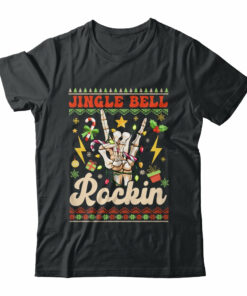 Jingle Bell Rockin Skeleton Hand Ugly Christmas Funny