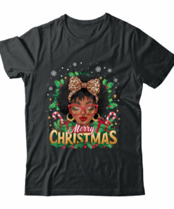 Merry Christmas African American Black Women Afro Messy Bun