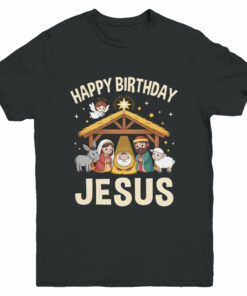 Merry Christmas Family Kid Nativity Happy Birthday Jesus