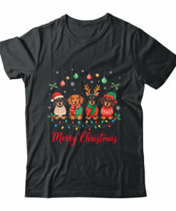 Merry Christmas Santa Reindeer Dachshund Weiner Dogs Xmas