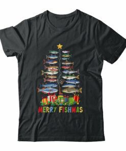 Merry Fishmas Funny Christmas Tree Lights Fishing Rod Fish