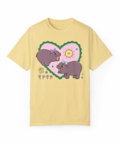 Funny Baby Hippo T-Shirt with Retro Heart