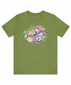 Shark T-Shirt Summer Flowers