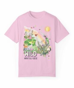 Silly Geese Tee Shirt with Flowers