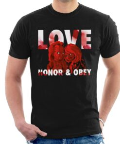 Chucky Tiffany Valentine Love Honor And Obey Men’s T-Shirt