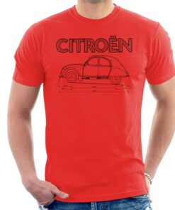 Citroen 2CV Dimensions Black Diagram Men’s T-Shirt