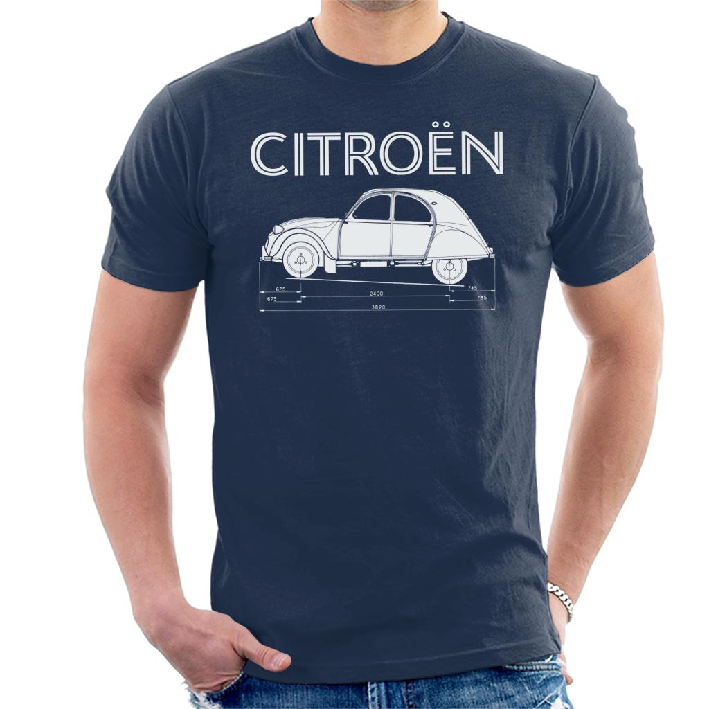 Citroen 2CV Dimensions White Diagram Men's T-Shirt Citroen 2CV Dimensions White Diagram Men's T-Shirt