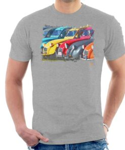 Citroen 2CV In A Line Retro Photo Men’s T-Shirt