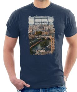 Citroen 2CV Retro Drawing Over Paris Men’s T-Shirt