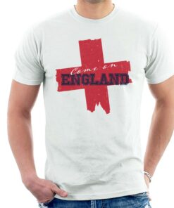 Come On England Red Cross Distress Euro Football Men’s T-Shirt