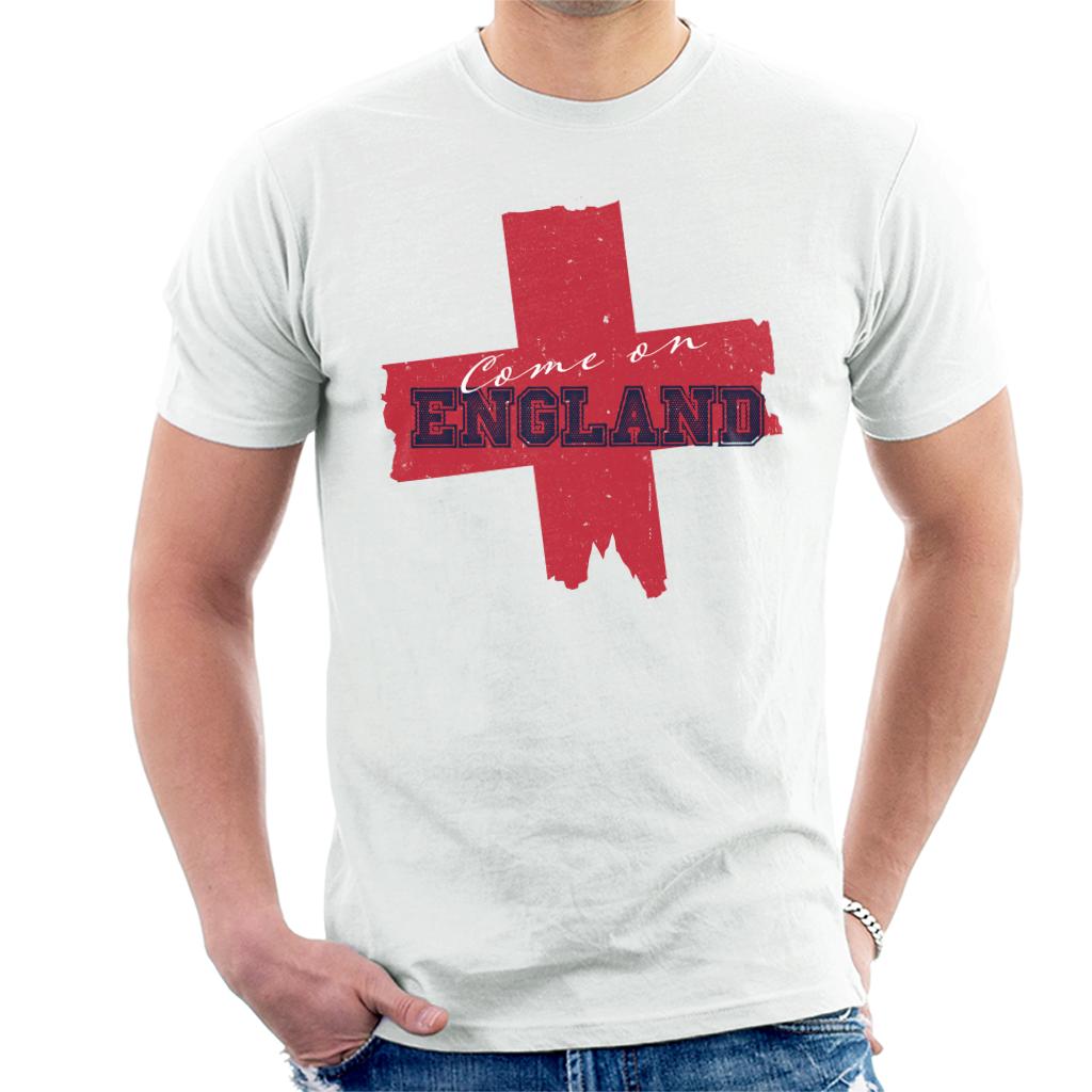 Come On England Red Cross Distress Euro Football Men's T-Shirt Come On England Red Cross Distress Euro Football Men's T-Shirt