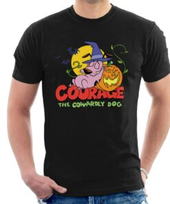 Courage The Cowardly Dog Halloween Leaning On Pumpkin Men’s T-Shirt
